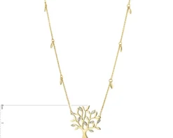 Naszyjnik z żółtego złota z diamentami - drzewko - 0,01 ct - próba 375