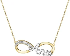 Naszyjnik z żółtego złota z diamentami - Ania, nieskończoność - 0,01 ct - próba 375
