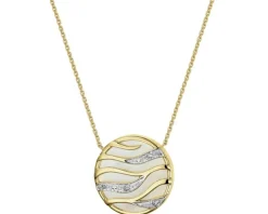 Naszyjnik z żółtego złota z diamentami i masą perłową - próba 585