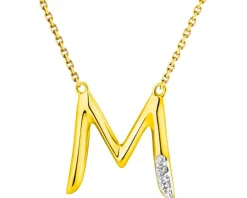Naszyjnik z żółtego złota z diamentami - litera M - 0,006 ct - próba 375