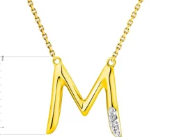 Naszyjnik z żółtego złota z diamentami - litera M - 0,006 ct - próba 375