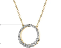 Naszyjnik z żółtego złota z diamentami - koło - 0,25 ct - próba 585