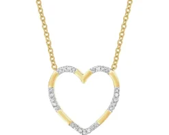 Naszyjnik z żółtego złota z diamentami - serce - 0,04 ct - próba 585