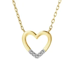 Naszyjnik z żółtego złota z diamentami - serce - 0,02 ct - próba 585