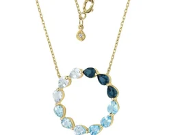 Naszyjnik z żółtego złota z diamentami i topazami - próba 375