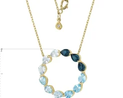 Naszyjnik z żółtego złota z diamentami i topazami - próba 375