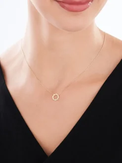 Naszyjnik z żółtego złota z diamentami - 0,07 ct - próba 375