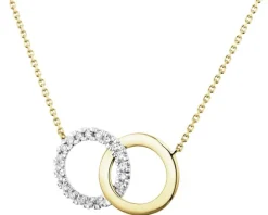 Naszyjnik z żółtego złota z diamentami - koła - 0,10 ct - próba 585