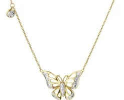 Naszyjnik z żółtego złota z diamentami - motyl - 0,02 ct - próba 375