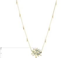 Naszyjnik z żółtego złota z diamentami, topazami i peridotami - drzewko - próba 375