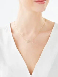 Naszyjnik z żółtego złota z diamentem - mama - 0,005 ct - próba 375