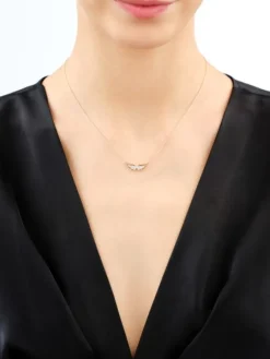 Naszyjnik z żółtego złota z diamentami - skrzydła - 0,05 ct - próba 375