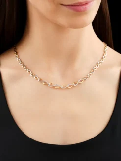 Naszyjnik z żółtego złota z diamentami - 0,15 ct - próba 585