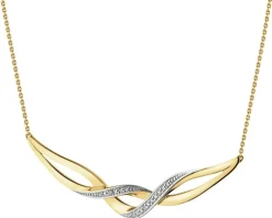 Naszyjnik z żółtego złota z diamentami - 0,01 ct - próba 375