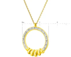 Naszyjnik z żółtego złota z diamentami - koło - 0,04 ct - próba 585