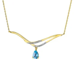 Naszyjnik z żółtego złota z diamentami i topazem - próba 375