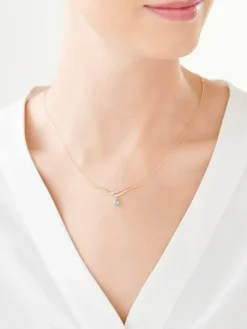 Naszyjnik z żółtego złota z diamentami i topazem - próba 375