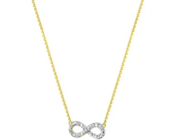 Naszyjnik z żółtego złota z diamentami - nieskończoność - 0,02 ct - próba 375