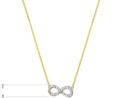 Naszyjnik z żółtego złota z diamentami - nieskończoność - 0,02 ct - próba 375