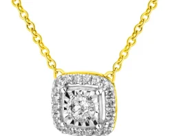 Naszyjnik z żółtego złota z diamentami - 0,16 ct - próba 585