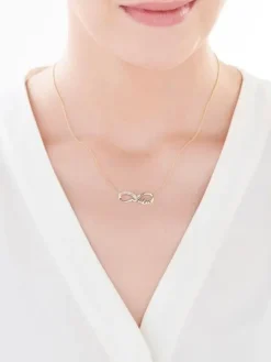 Naszyjnik z żółtego złota z diamentami - Julia, nieskończoność - 0,01 ct - próba 375