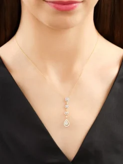 Naszyjnik z żółtego złota z diamentami - 0,88 ct - próba 585