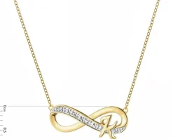 Naszyjnik z żółtego złota z diamentami - nieskończoność, litera K - 0,01 ct - próba 375
