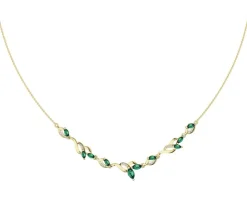 Naszyjnik z żółtego złota z diamentami i szmaragdami syntetycznymi - próba 375
