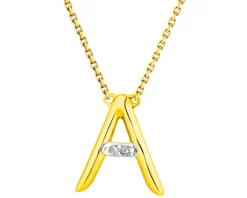 Naszyjnik z żółtego złota z diamentami - litera A - 0,006 ct - próba 375