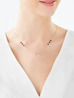 Naszyjnik z żółtego złota z diamentami i agatami - EKG serca - próba 375