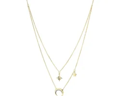 Naszyjnik z żółtego złota z diamentami - gwiazdy, Księżyc - 0,04 ct - próba 375