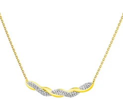 Naszyjnik z żółtego złota z diamentami - 0,07 ct - próba 375