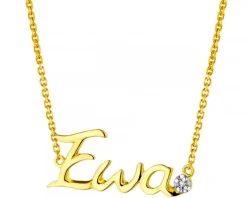 Naszyjnik z żółtego złota z diamentem - Ewa - 0,005 ct - próba 375