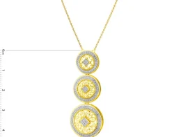 Naszyjnik z żółtego złota z diamentami - rozety - 0,33 ct - próba 585