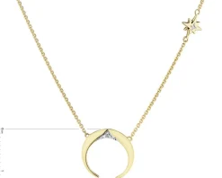 Naszyjnik z żółtego złota z diamentami - gwiazda, Księżyc - 0,01 ct - próba 375