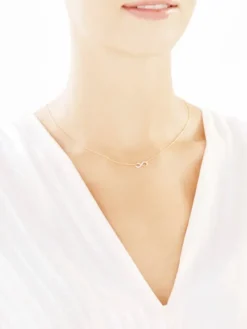 Naszyjnik z żółtego złota z diamentem - nieskończoność - 0,004 ct - próba 585