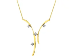 Naszyjnik z żółtego złota z diamentami - 0,02 ct - próba 375