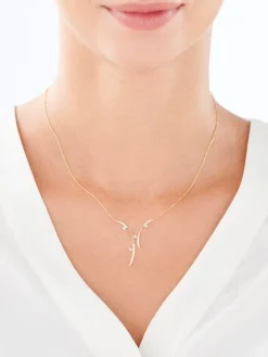 Naszyjnik z żółtego złota z diamentami - 0,02 ct - próba 375