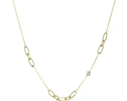 Naszyjnik z żółtego złota z diamentami - 0,006 ct - próba 375