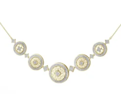 Naszyjnik z żółtego złota z diamentami - rozety - 0,60 ct - próba 585