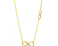 Naszyjnik z żółtego złota z diamentami - nieskończoność - 0,01 ct - próba 375