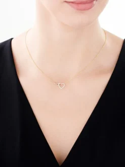 Naszyjnik z żółtego złota z diamentami - serce, nieskończoność - 0,02 ct - próba 585