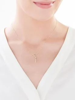 Naszyjnik z żółtego złota z diamentami - 0,09 ct - próba 585