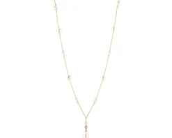 Naszyjnik z żółtego złota z diamentem i perłami - próba 375