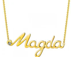 Naszyjnik z żółtego złota z diamentem - Magda - 0,005 ct - próba 375