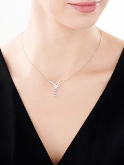 Naszyjnik z żółtego złota z diamentami i topazami - próba 375