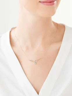 Naszyjnik z żółtego złota z diamentami i topazem - próba 375