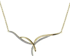 Naszyjnik z żółtego złota z diamentami - 0,19 ct - próba 585