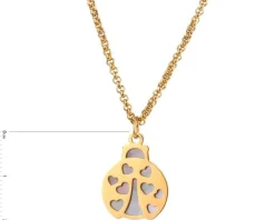 Naszyjnik ze stali szlachetnej z masą perłową - biedronka