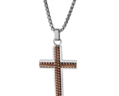 Naszyjnik ze stali szlachetnej - krzyż